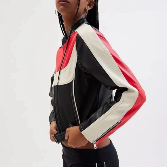Urban Outfitters Jordan Vegan Leather Women’s Rae Moto Jacket Sz XS NWT - Picture 4 of 16